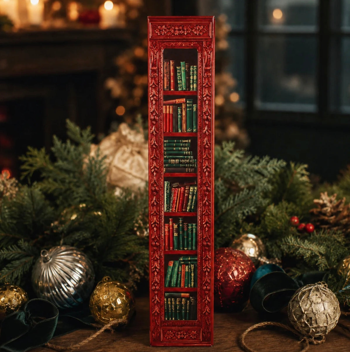 Book Advent Calendar in Christmas Red