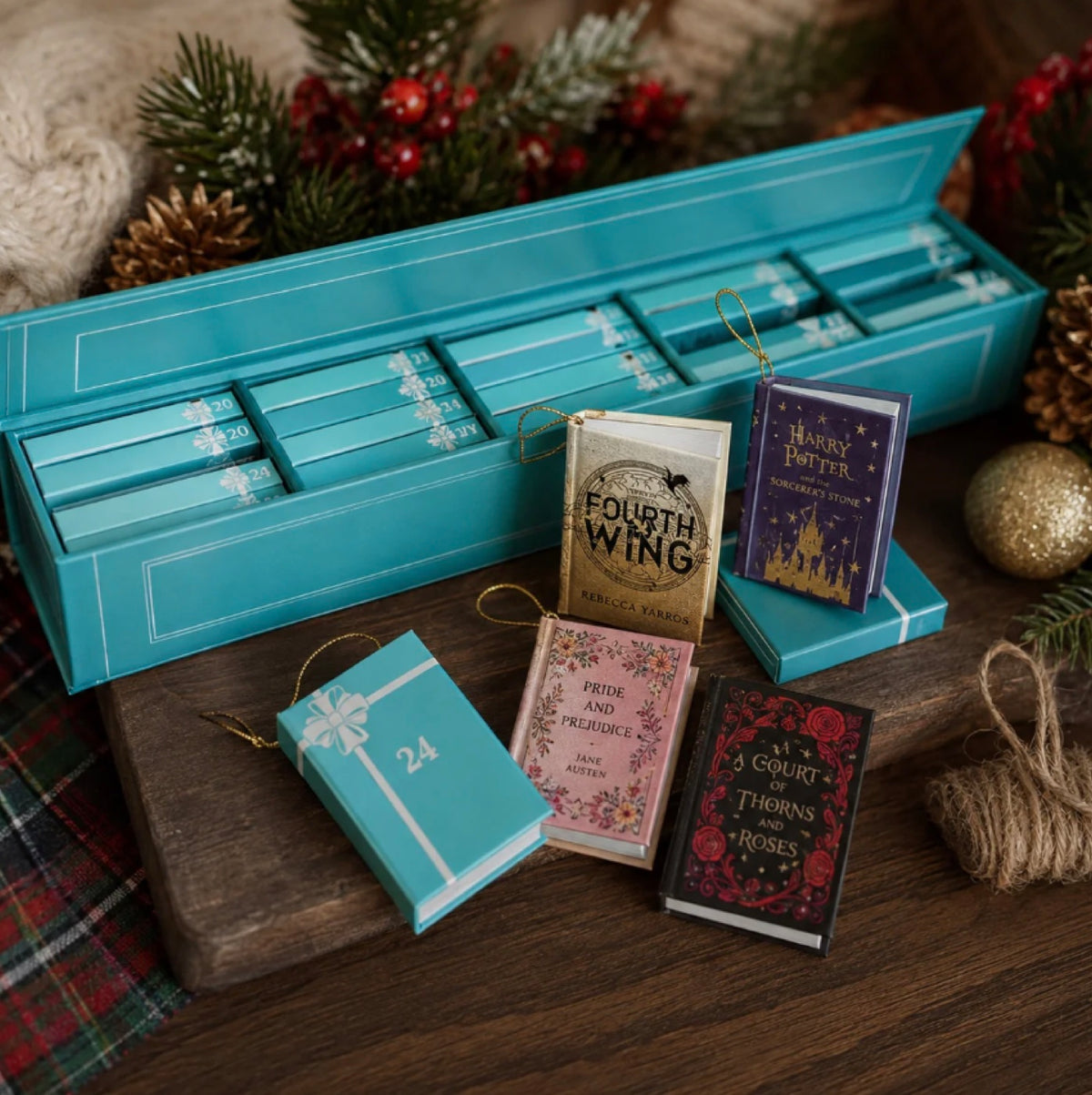 25 mini books in the teal calendar box
