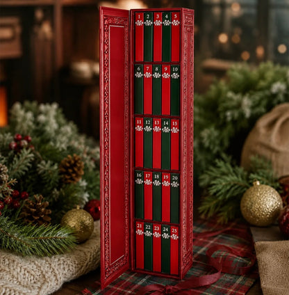 Book Advent Calendar in Christmas Red – opened