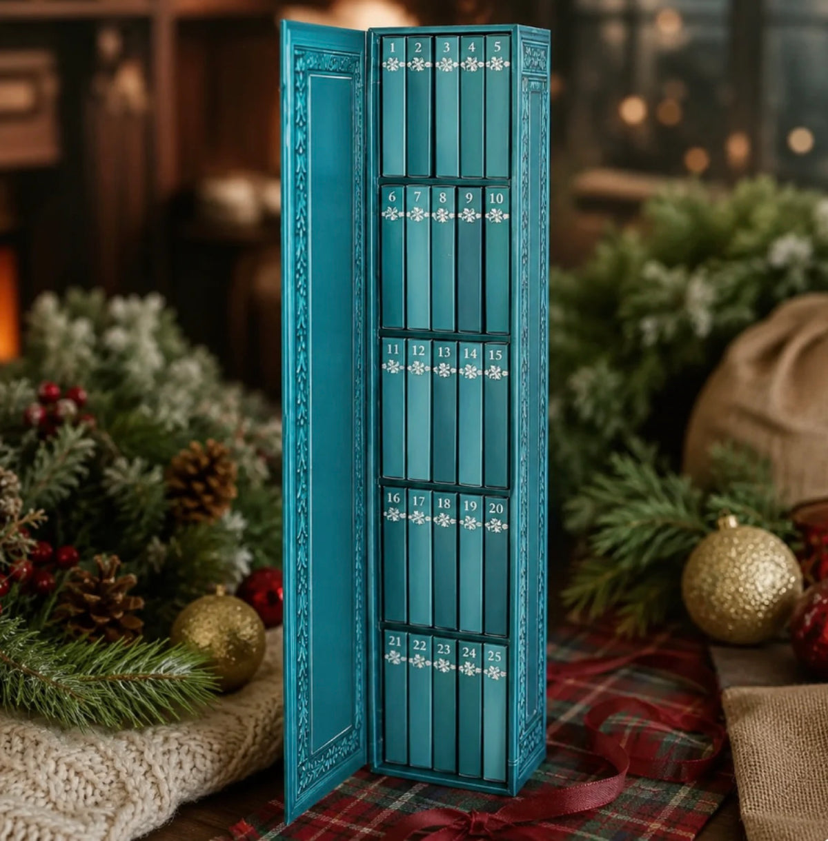 Book Advent Calendar in Teal – opened